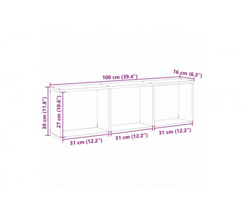 Настенная полка 100×16×30 см дуб Сонома