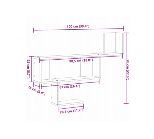 Настенная полка, дуб сонома