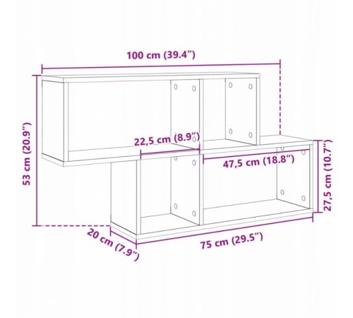Настенная полка 100×20×53 см дуб Сонома