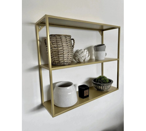 Металлическая настенная полка (70×60×20 см), золотистая