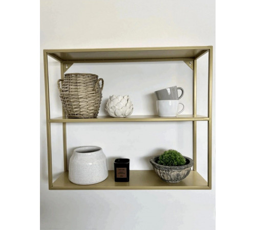 Металлическая настенная полка (70×60×20 см), золотистая
