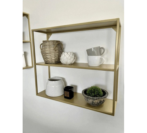 Металлическая настенная полка (70×60×20 см), золотистая