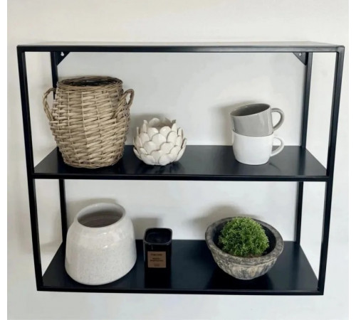 Металлическая настенная полка (70×60×20 см), черный