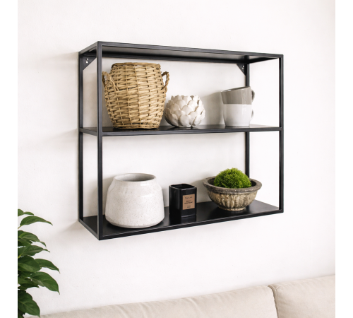 Металлическая настенная полка (70×60×20 см), черный