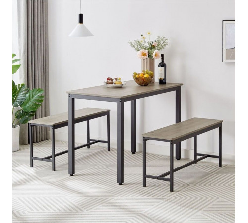 Обеденный стол с 2 скамейками для кухни (набор 3-в-1)