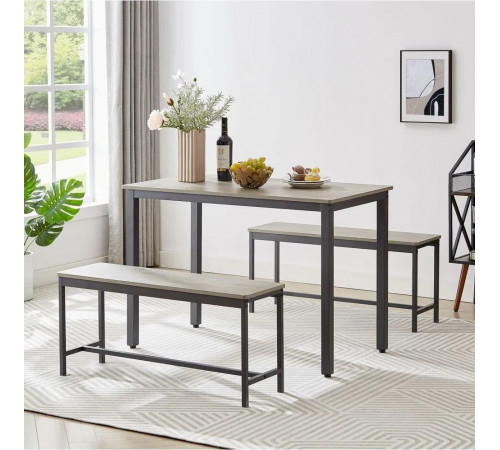 Обеденный стол с 2 скамейками для кухни (набор 3-в-1)