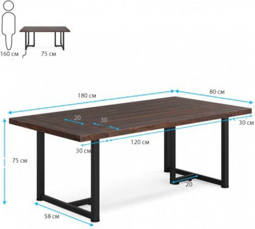 Обеденный стол, прямоугольный кухонный стол на 4–6 человек