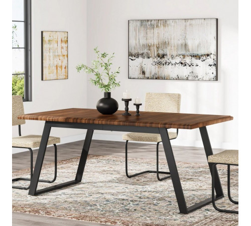 Обеденный стол на 6 человек, прямоугольный кухонный стол с металлическими ножками.