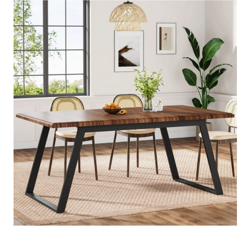 Обеденный стол на 6 человек, прямоугольный кухонный стол с металлическими ножками.