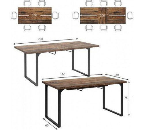 Обеденный стол – крепкий лофт-дизайн.