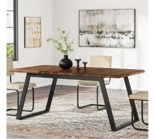 Обеденный стол на 6 человек, прямоугольный кухонный стол с металлическими ножками.