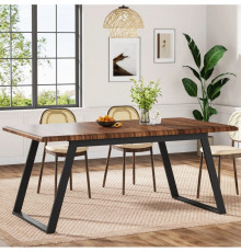 Обідній стіл на 6 осіб, прямокутний кухонний стіл із металевими ніжками.