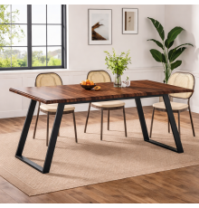 Обеденный стол на 6 человек, прямоугольный кухонный стол с металлическими ножками.