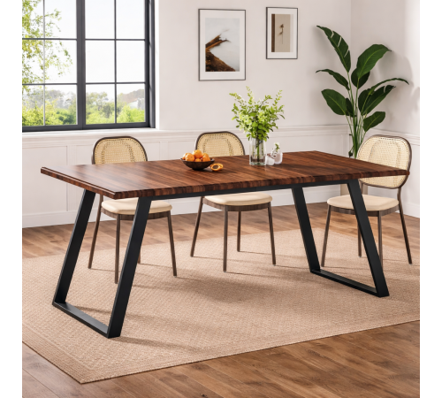 Обеденный стол на 6 человек, прямоугольный кухонный стол с металлическими ножками.