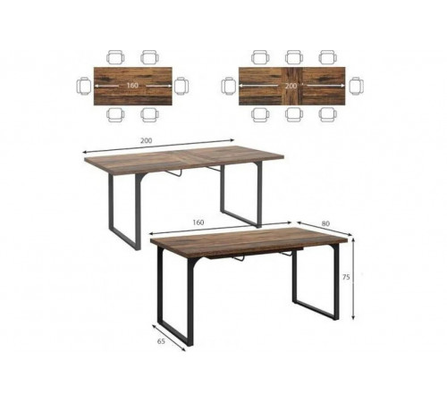 Обеденный стол – крепкий лофт-дизайн.