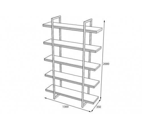 Офісний стелаж AL3 стиль Loft  — 130 × 35 × 200 см