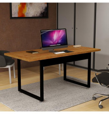 Офисный стол в индустриальном стиле, орех