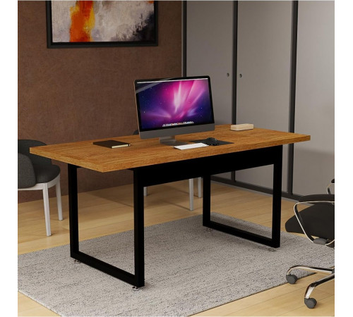 Офисный стол в индустриальном стиле, орех