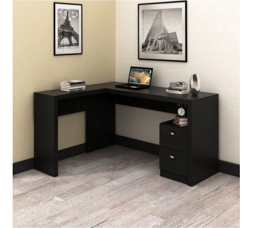 Офисный стол с 2 ящиками - черный