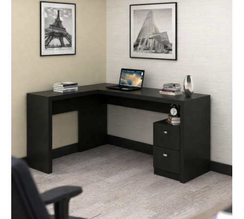 Офисный стол с 2 ящиками - черный