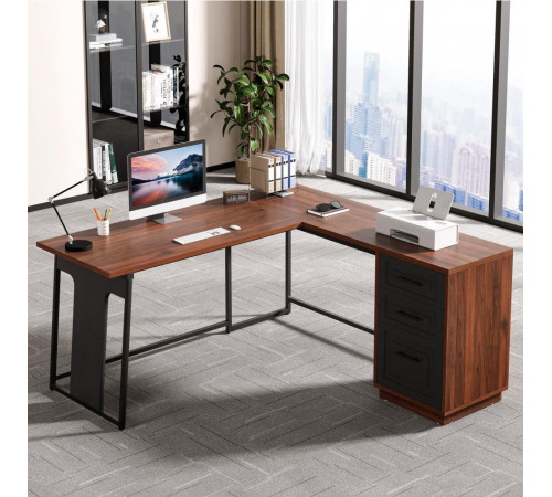 Письмовий L-подібний стіл з шухлядами — MSMLOFT (140×50×75 см)
