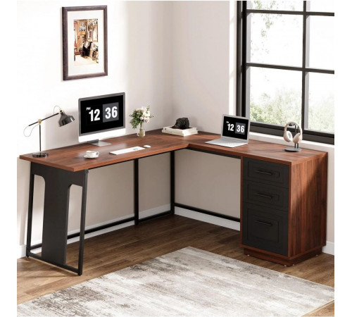 Письмовий L-подібний стіл з шухлядами — MSMLOFT (140×50×75 см)