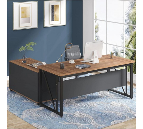 L‑образный стол с тумбой для файлов