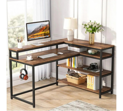 Письменный стол двухсторонний L-образный с полками.