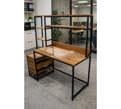 Письменный стол с 2 ящиками и полками — MSMLOFT (154×140×55 см)