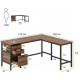 Кутовий L-подібний письмовий стіл з шухлядами