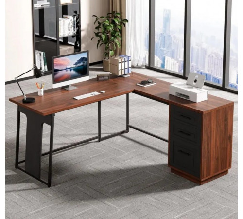 Письменный L-образный стол с ящиками – MSMLOFT (140×50×75 см)