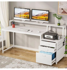 Письмовий стіл MSM з ящиками та підставкою для монітора, Білий