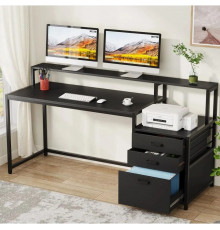 Письмовий стіл MSM з ящиками та підставкою для монітора, чорний