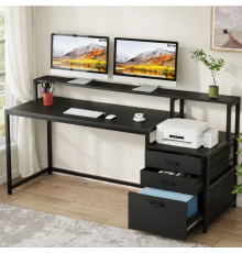 Письменный стол MSM с ящиками и подставкой для монитора, черный