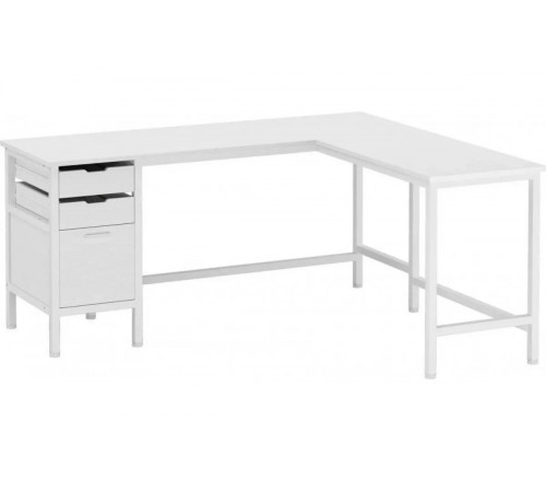 Письменный стол L-образный угловой с ящиками, белый.