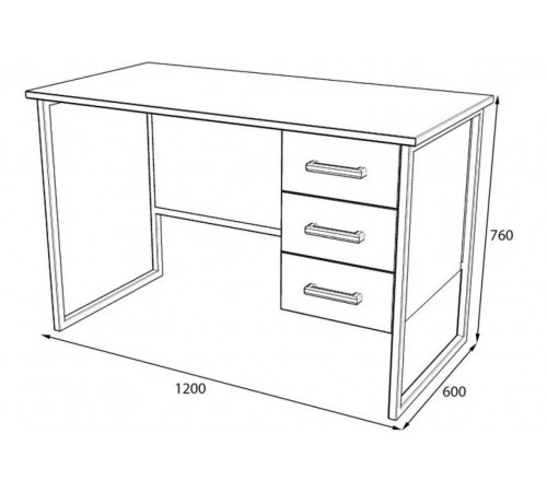 Письменный стол в стиле Loft для офиса — 120×60×76 см.