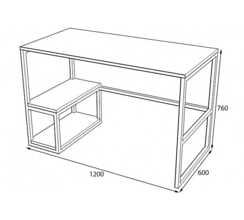 Письменный стол в стиле Loft офисный — 120×60×76 см (MSM)