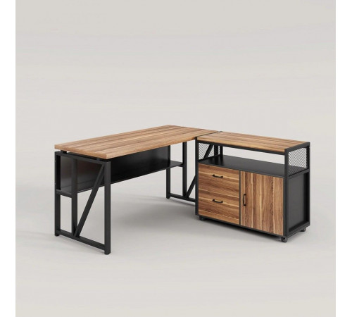 Г-образный стол с шкафом для файлов — 140×60×75 см