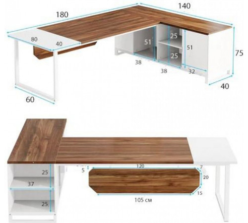 Письменный стол Г-образный с тумбой для файлов