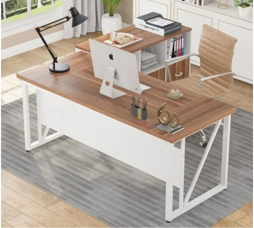 L‑образный стол с тумбой для файлов