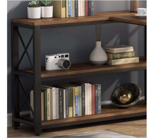 Письмовий стіл двосторонній L‑форми з полицями 