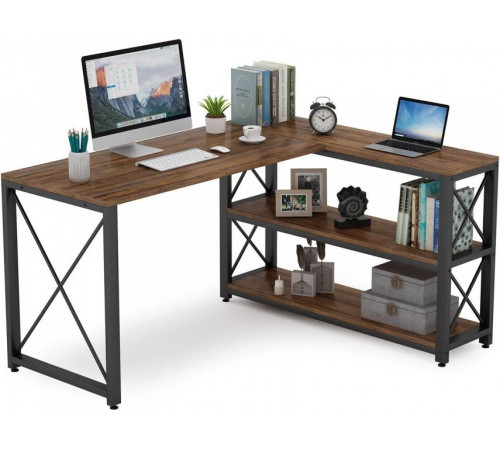 Письмовий стіл двосторонній L‑форми з полицями 