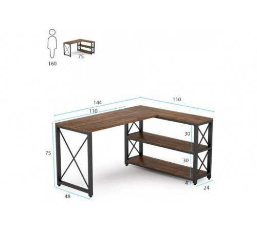 Письменный стол двухсторонний L‑формы с полками