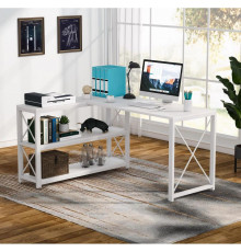 Письмовий стіл двосторонній L-подібний з полицями