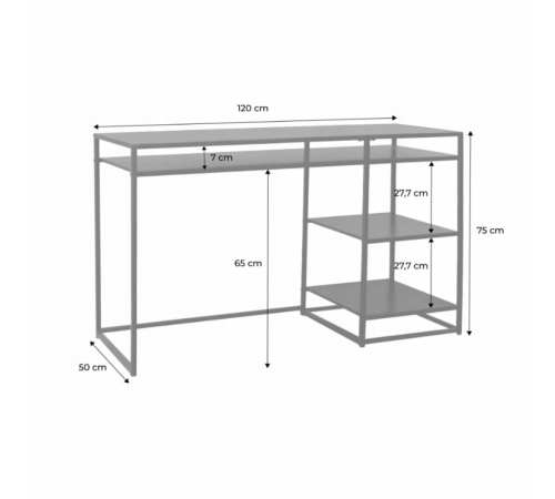 Письменный стол с 2 полками — MSMLOFT.