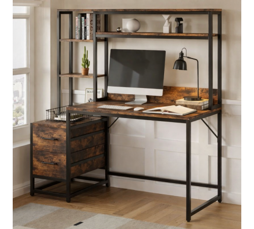 Письменный стол с 2 ящиками и полками — MSMLOFT (154×140×55 см)