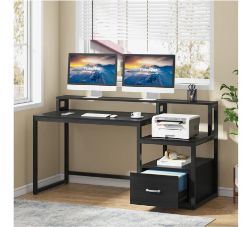 Письменный стол с полками и ящиком для файлов (154×60×90 см)