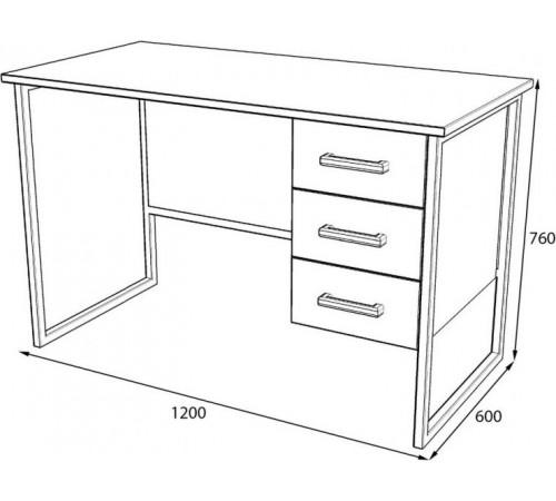 Письменный стол в стиле Loft для офиса — 120×60×76 см.