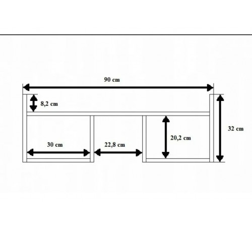 Подвесная настенная полка для книг дуб Сонома