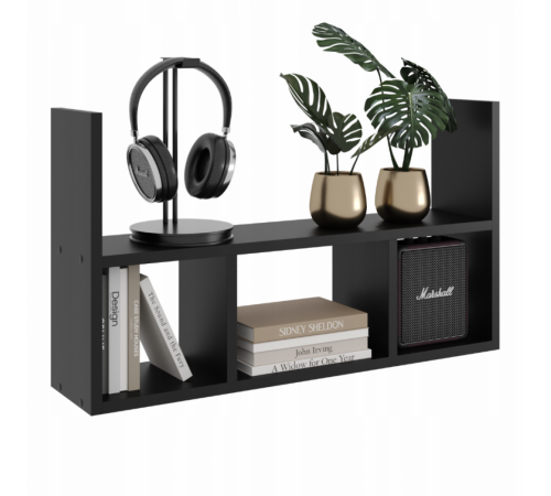 Подвесная полка для гостиной черная